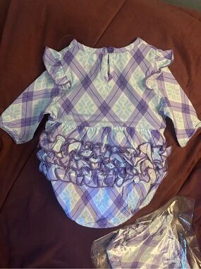 Purple Plaid Ruffle Bubble Romper